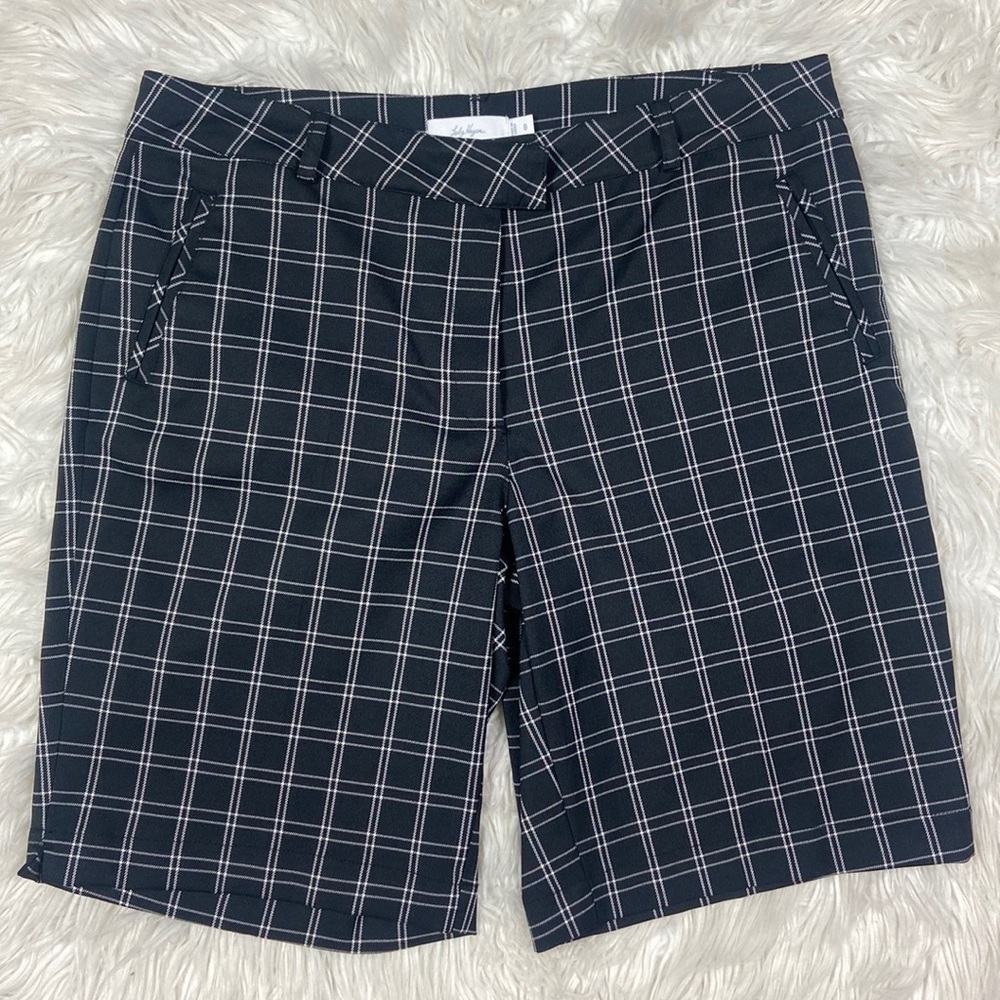 Lady Hagen Black and White Plaid Golf Shorts with Pockets - Picture 1 of 8
